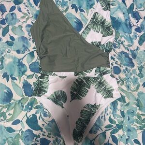 Leaf Print One-Piece Swimsuit